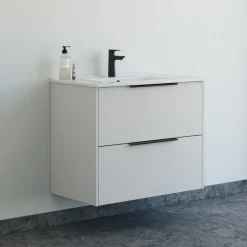 Scanbad NOW vaskeskab m/to skuffer 65,8x81x45,5 cm mat sand glat front