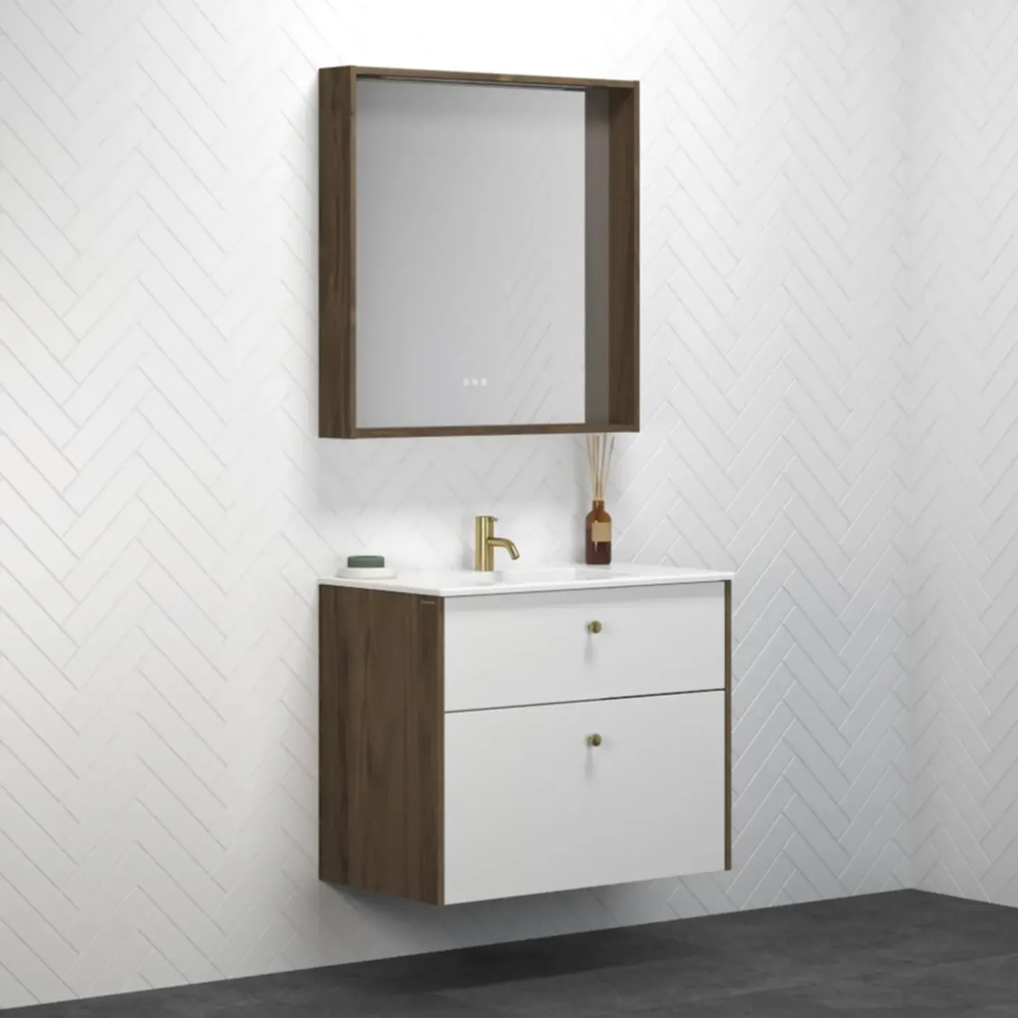 Scanbad Play vaskeskab m/Ergo vask 80 cm brun eg