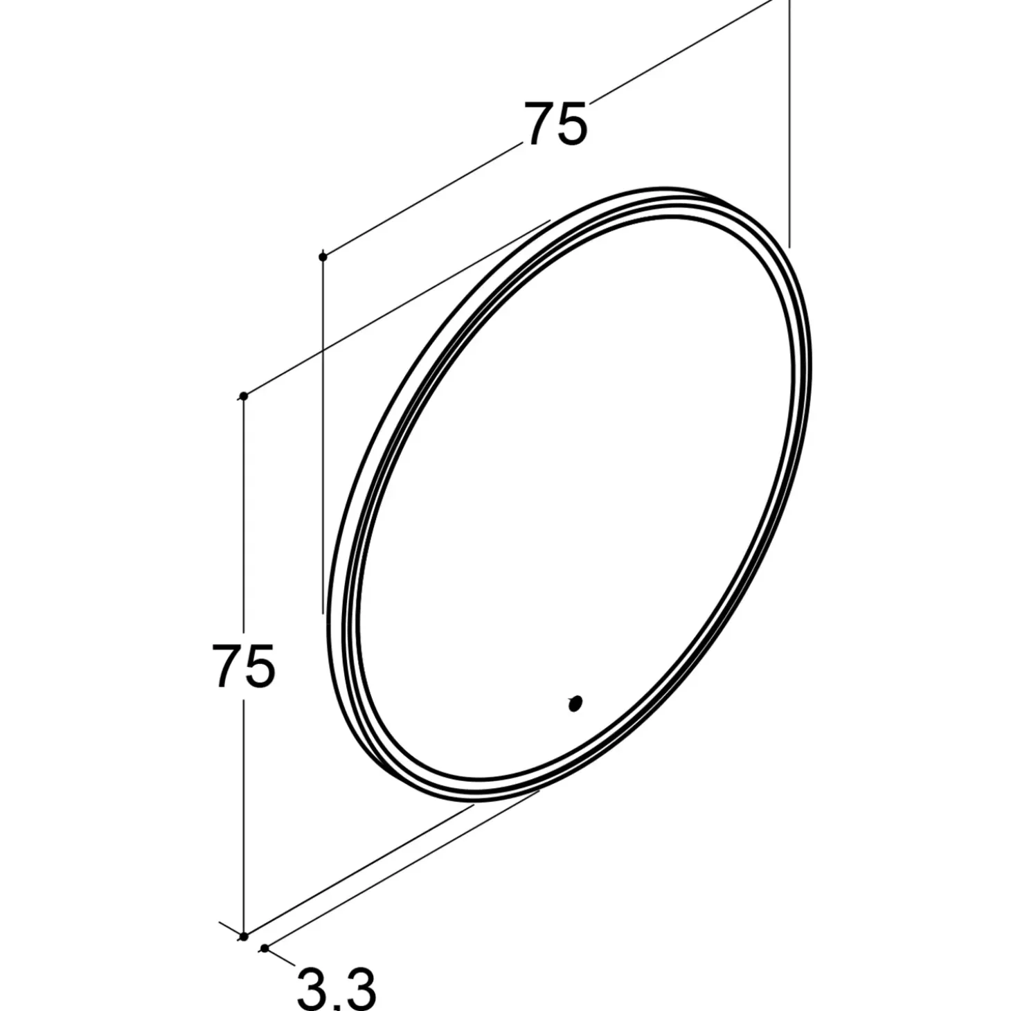 Scanbad Shine spejl m/sort ramme, afbryder og lysdæmper 75 cm