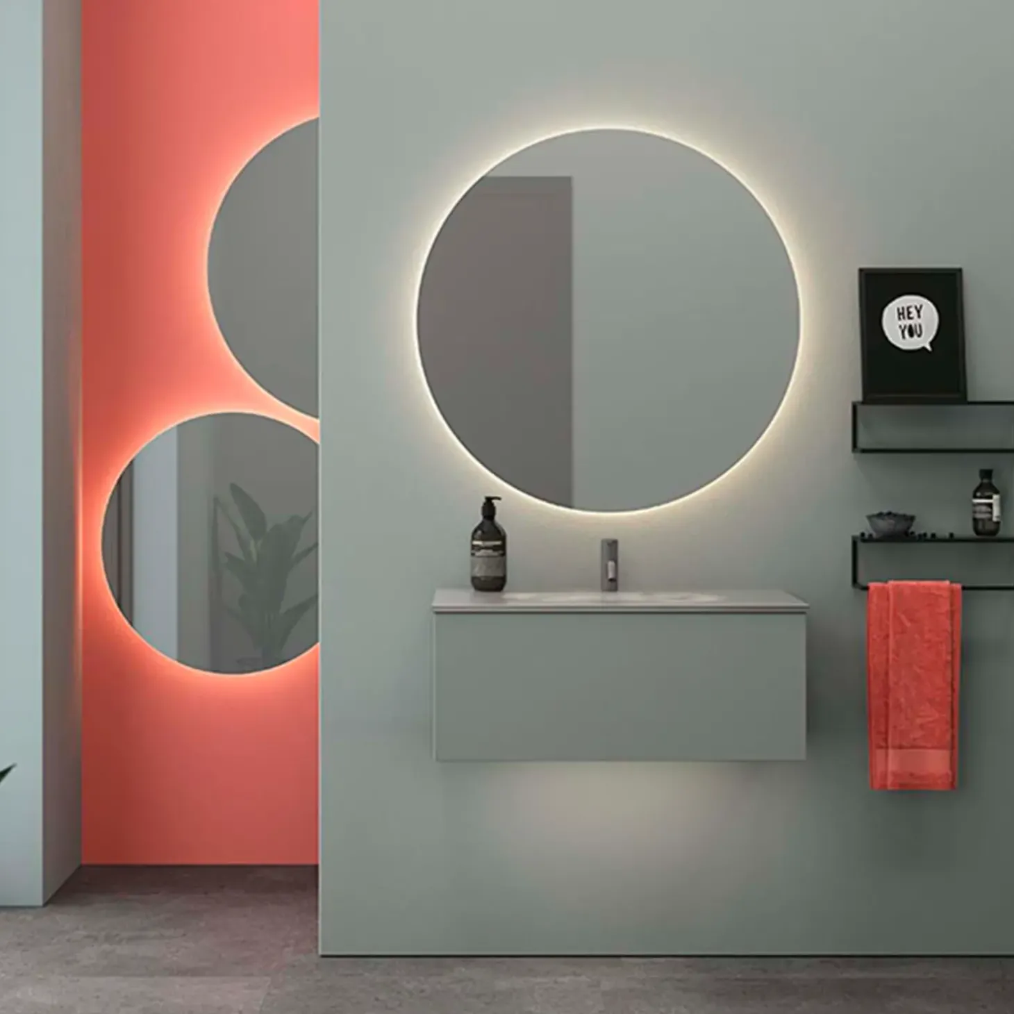 Scanbad spejl med LED-lys rund Ø75 cm