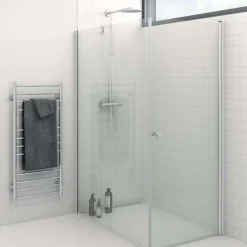 Scanbad Svingdør m/fastvæg 80x140 cm satin/klar glas
