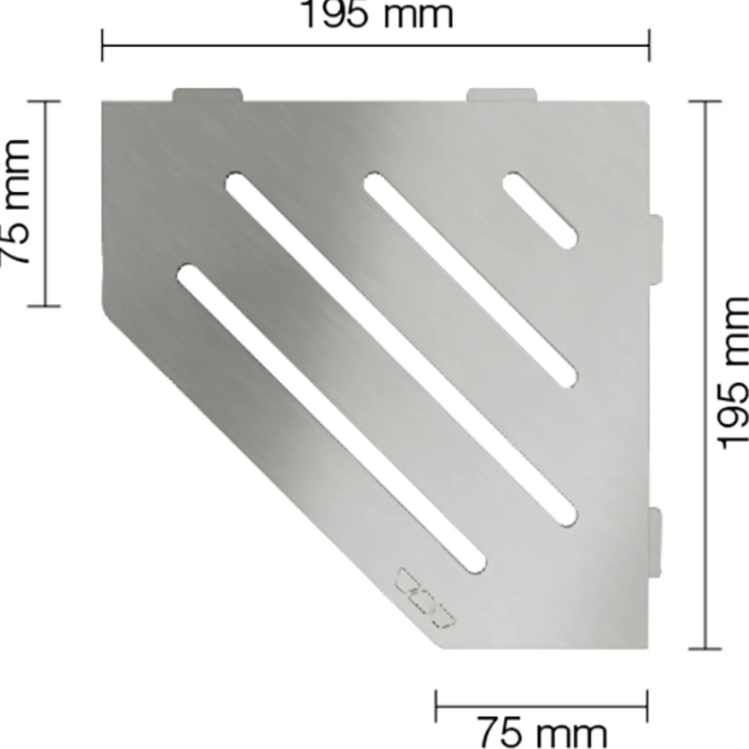 Schlüter Wave sæbehylde femkantet børstet rustfrit stål 195x195 mm
