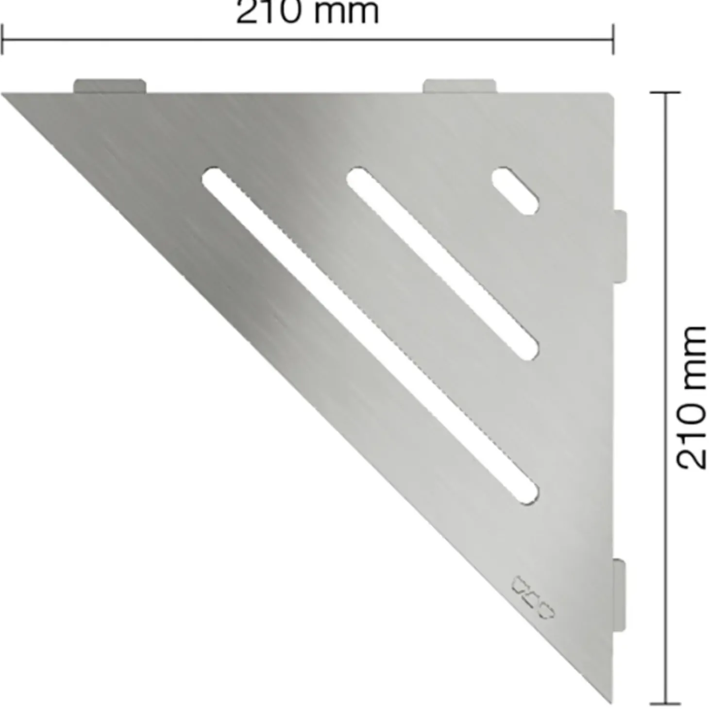 Schlüter Wave sæbehylde trekantet børstet rustfrit stål 210x210 mm