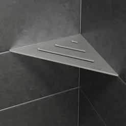 Schlüter Wave sæbehylde trekantet børstet rustfrit stål 210x210 mm