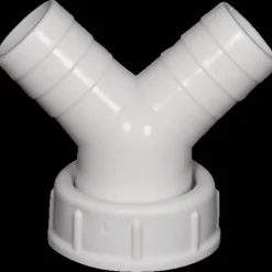 Slangeforskruning dobbelt t/afløbsslange 1"x3/4"x3/4" hvid