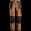 Snickers Allroundwork arbejdsbukser med hylsterlommer Canvas+ stretch brun/sort str. 52