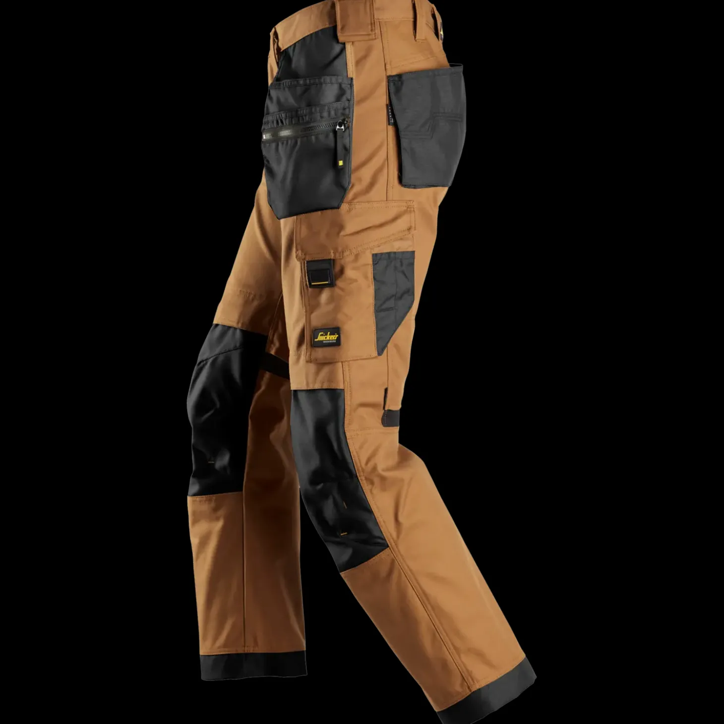 Snickers Allroundwork arbejdsbukser med hylsterlommer Canvas+ stretch brun/sort str. 52
