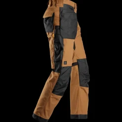 Snickers Allroundwork arbejdsbukser med hylsterlommer Canvas+ stretch brun/sort str. 52