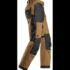Snickers Allroundwork arbejdsbukser med hylsterlommer Canvas+ stretch brun/sort str. 52