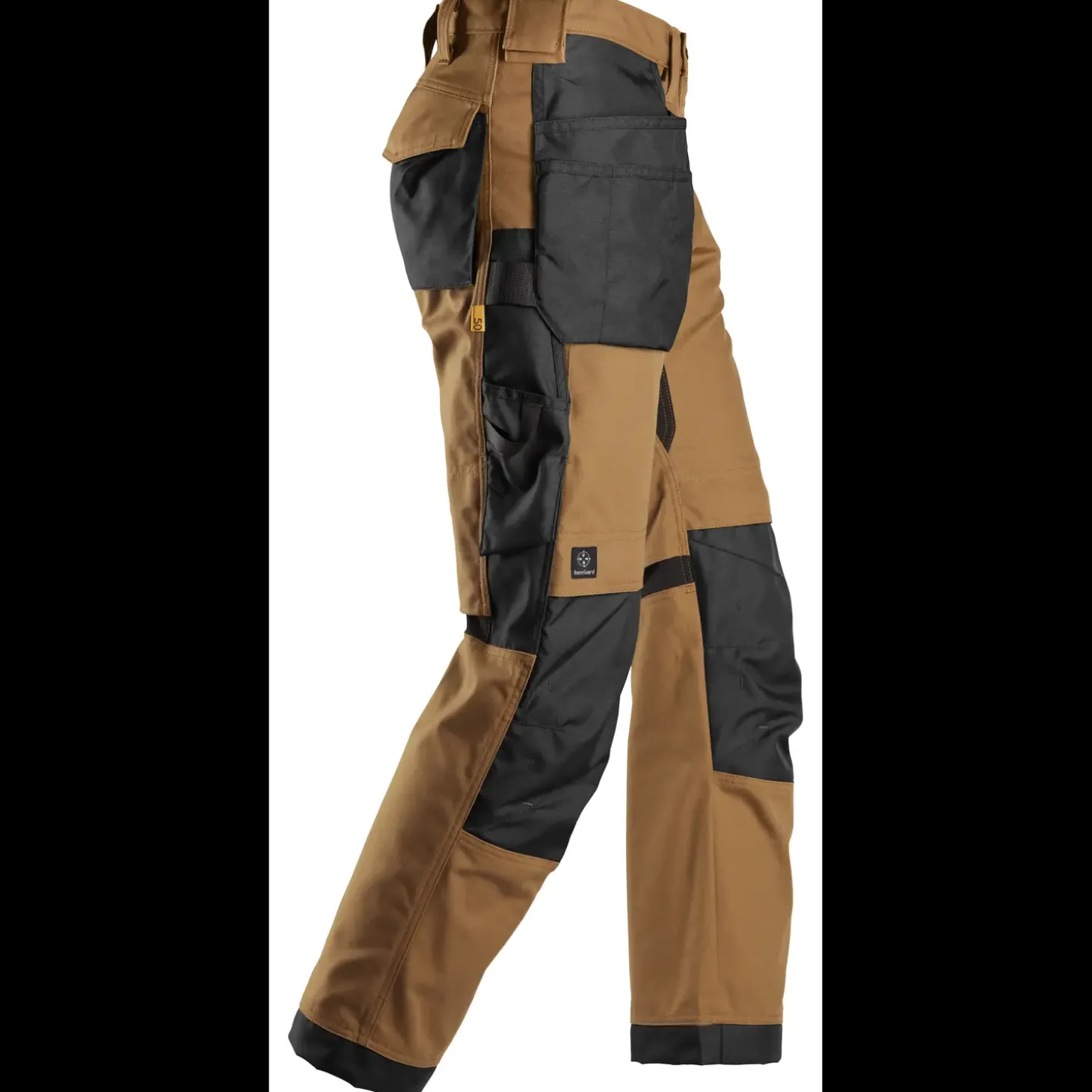 Snickers Allroundwork arbejdsbukser med hylsterlommer Canvas+ stretch brun/sort str. 52