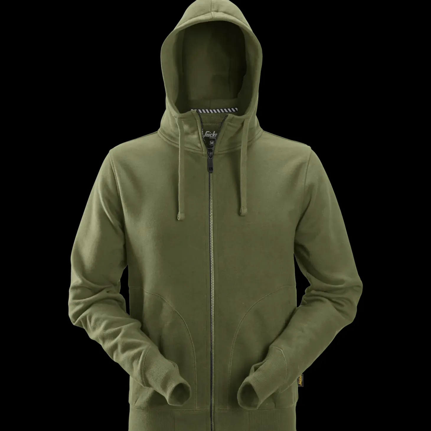 Snickers Allroundwork hættetrøje med lynlås khaki grøn str. L