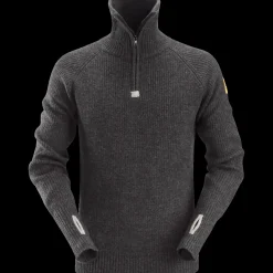 Snickers Allroundwork striktrøje med lynlås uld mørk gråmeleret str. M