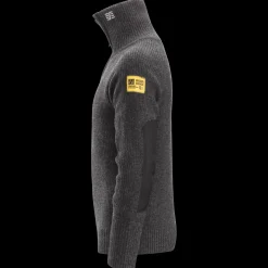 Snickers Allroundwork striktrøje med lynlås uld mørk gråmeleret str. M