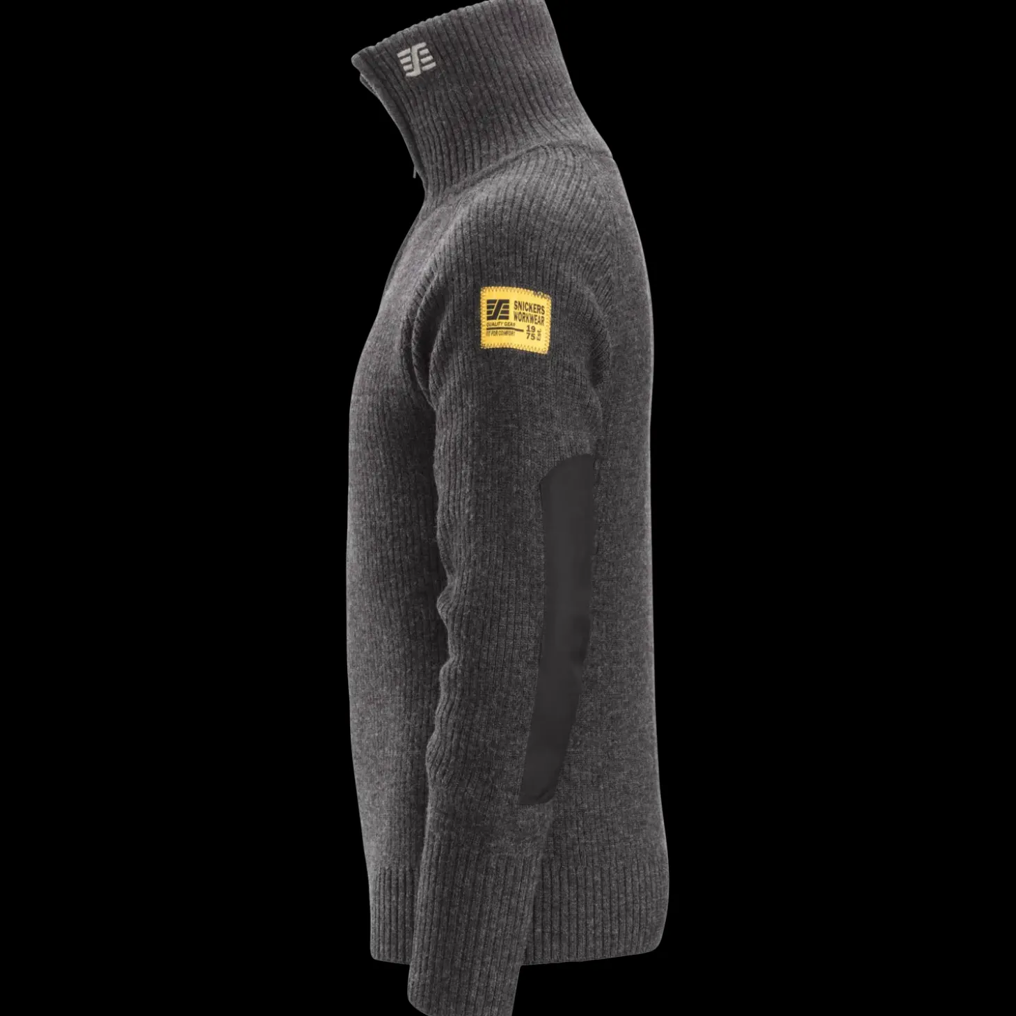 Snickers Allroundwork striktrøje med lynlås uld mørk gråmeleret str. M