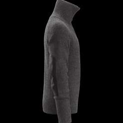 Snickers Allroundwork striktrøje med lynlås uld mørk gråmeleret str. M