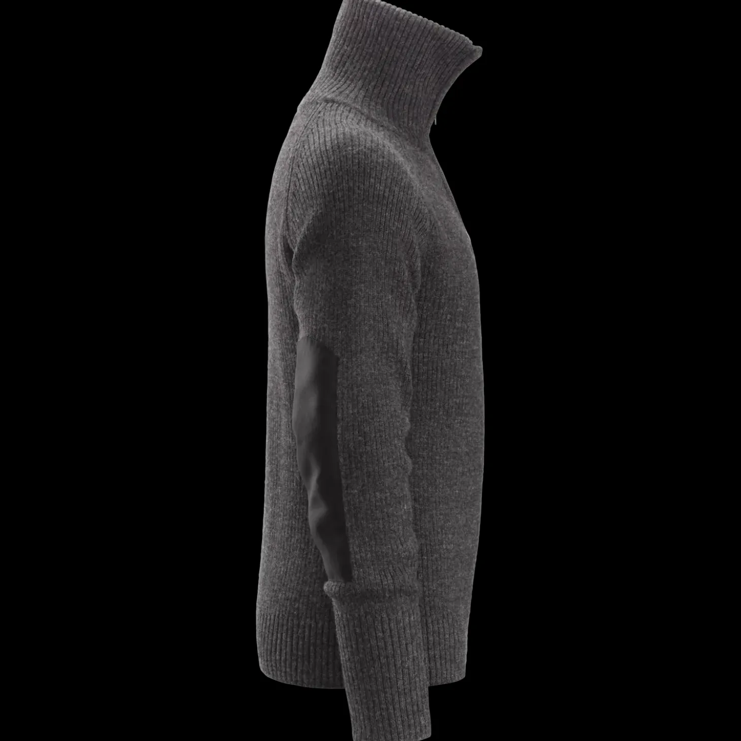 Snickers Allroundwork striktrøje med lynlås uld mørk gråmeleret str. M