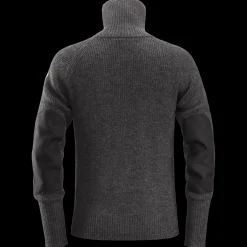 Snickers Allroundwork striktrøje med lynlås uld mørk gråmeleret str. M