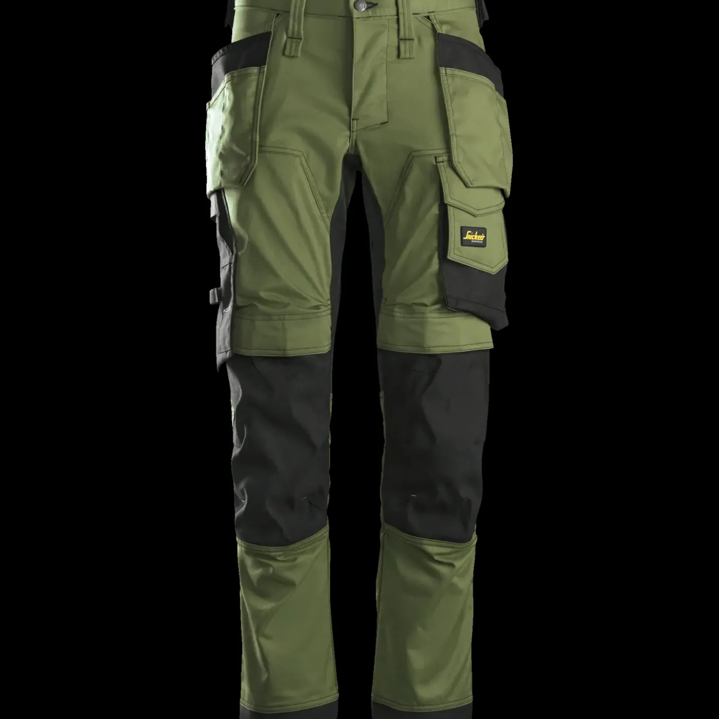 Snickers AllroundWork stretchbukser khaki grøn/sort str. 52