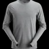 Snickers Allroundwork t-shirt langærmet uld lys gråmeleret str. L