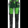 Snickers Flexiwork arbejdsbukser+ med hylsterlommer stretch æblegrøn/skovgrøn str. 48