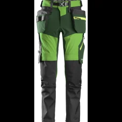 Snickers Flexiwork arbejdsbukser+ med hylsterlommer stretch æblegrøn/skovgrøn str. 48