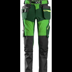 Snickers Flexiwork arbejdsbukser+ med hylsterlommer stretch æblegrøn/skovgrøn str. 48