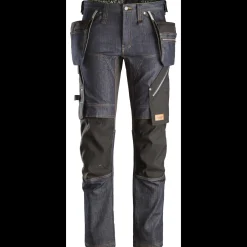 Snickers Flexiwork arbejdsbukser+ med hylsterlommer denim/sort str. 48