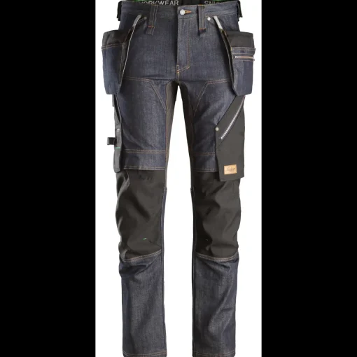 Snickers Flexiwork arbejdsbukser+ med hylsterlommer denim/sort str. 48