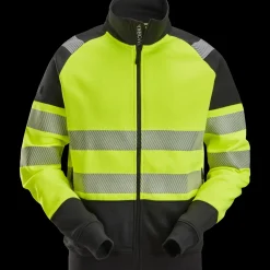 Snickers hi-vis sweatjakke med lynlås gul/sort str. 2XL