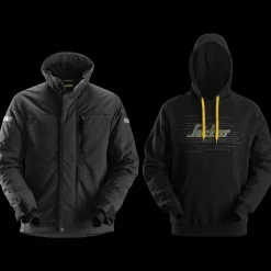 Snickers workpack pilejakke + hættetrøje sort 3XL