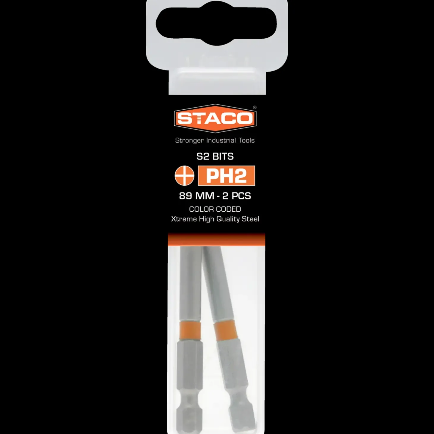 Staco 1/4" PH2 bit orange 89 mm 2 stk.