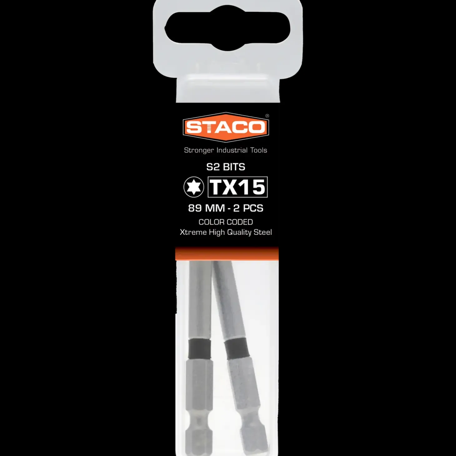 Staco bit TX15 1/4"x89 mm sort 2 stk.