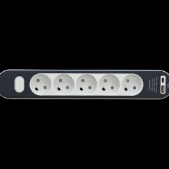 5-stikdåse med ledning og USB A+C uden jord 1,4 m