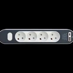 4-stikdåse med ledning og USB A+C uden jord 1,4m