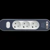 3-stikdåse med USB A+C 1,4m ledning