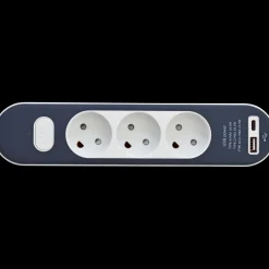 3-stikdåse med USB A+C 1,4m ledning