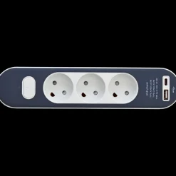 3-stikdåse med USB A+C 1,4m ledning