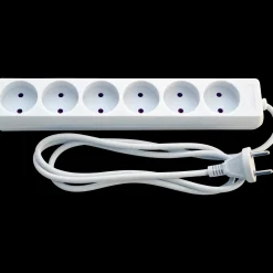 Stikdåse 6-vejs u/jord 1,5 m hvid