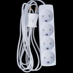 Stikdåse 4-vejs  u/jord børnesikker 2,5 m hvid