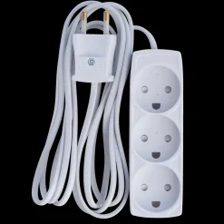 Stikdåse 3-vejs  u/jord børnesikker 2,5 m hvid