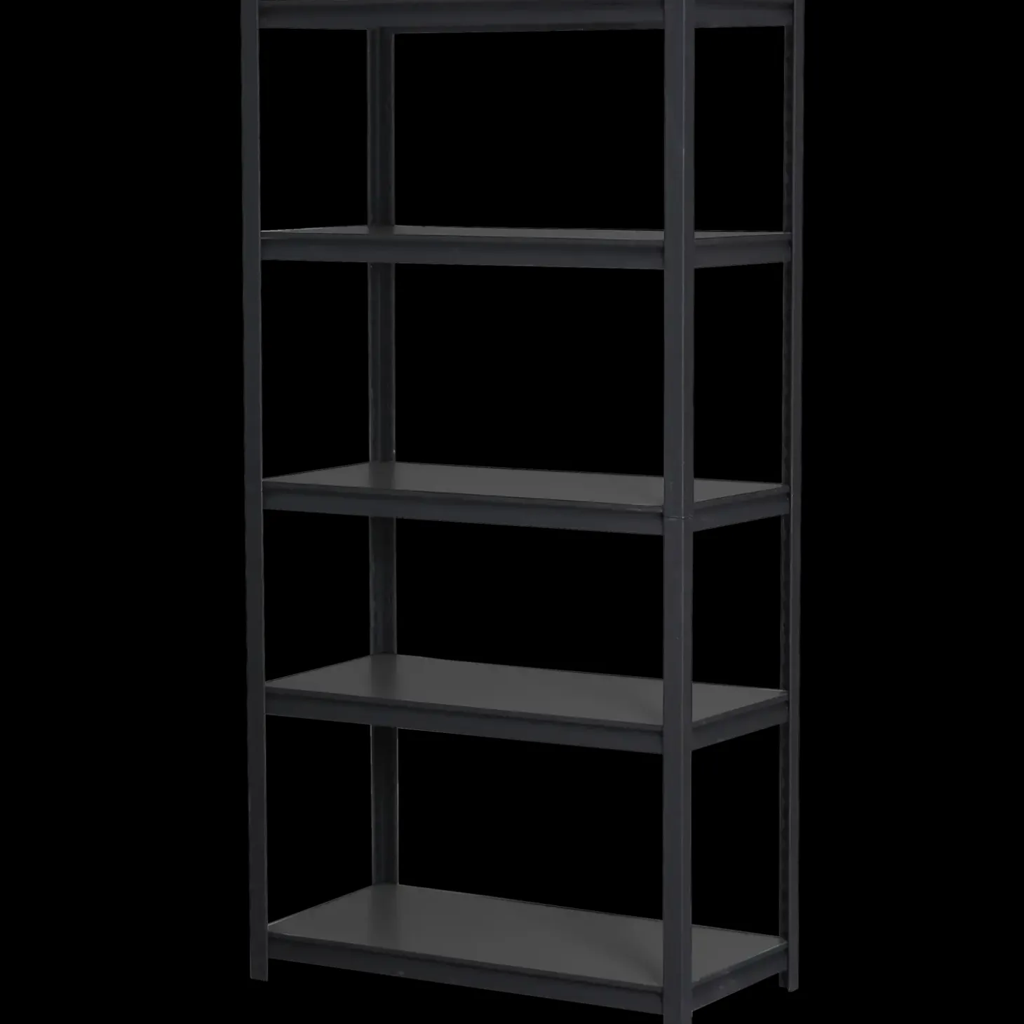 Stålreol mat sort H180 x B120 x D50 cm 5 MDF hylder