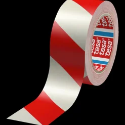 Tesa advarselstape rød/hvid 33 m x 50 mm