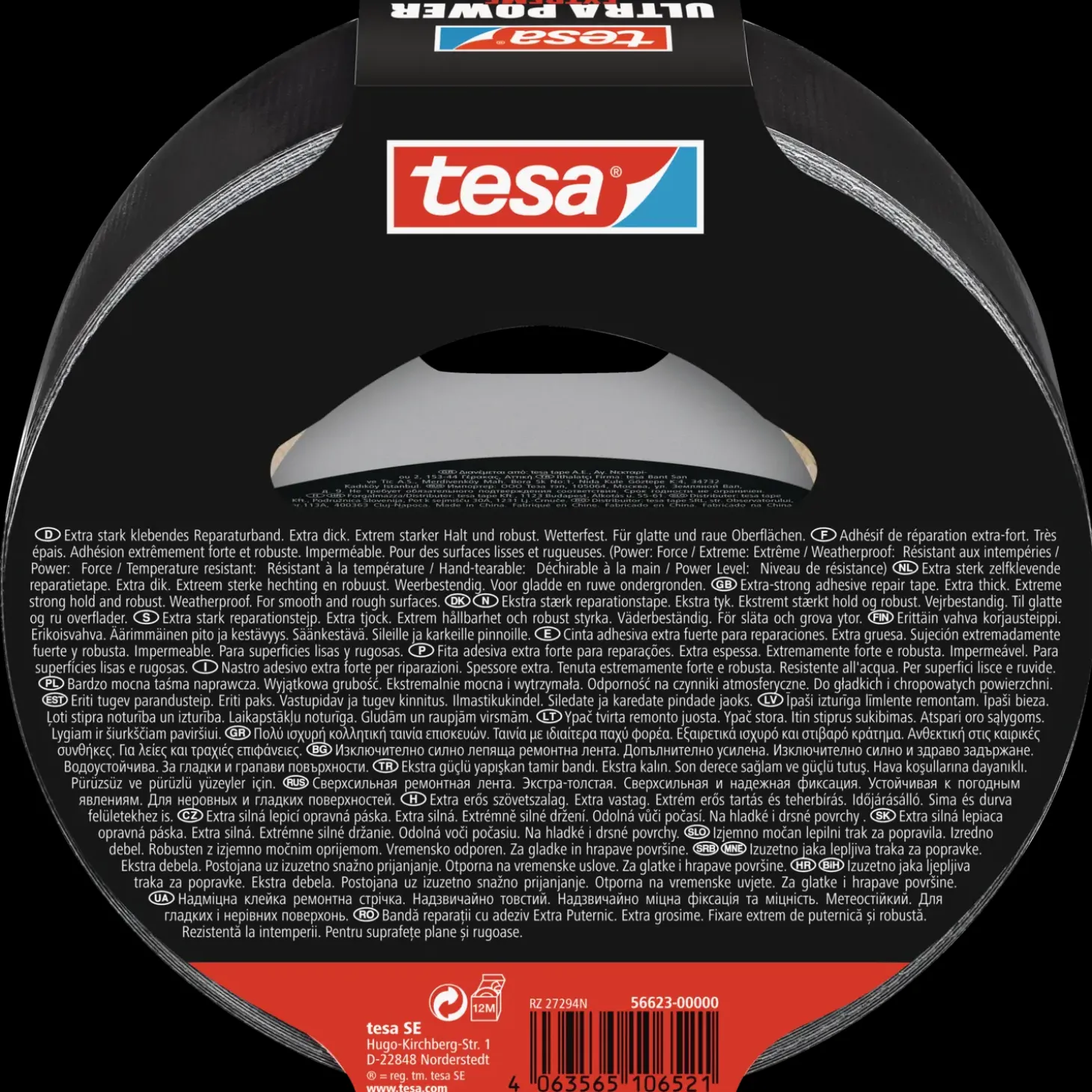 Tesa Ultra Power Extreme reparationstape 25 m x 50 mm sort