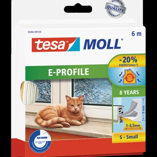 Tesamoll® E-profil tætningsliste hvid 9 mm x 6 m