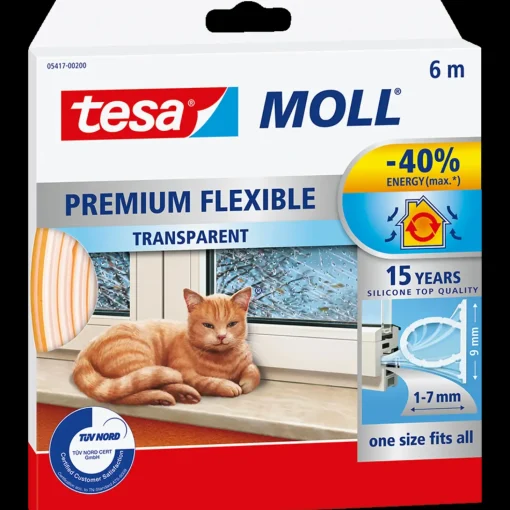 Tesamoll® Premium Flexible silikonetætningsliste hvid 8,5 mm x 6 m
