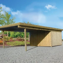 Valdemar carport med redskabsrum 836x420 cm - m/plast trapeztag