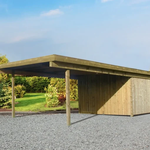 Valdemar carport med redskabsrum 836x420 cm - m/plast trapeztag