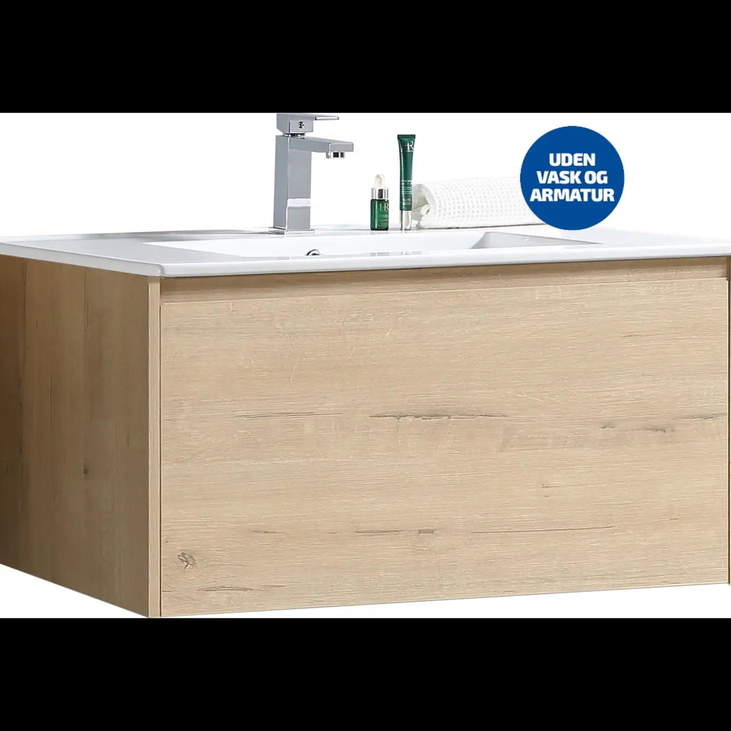 Væghængt skab med skuffe 100 cm vic oak - UDEN HÅNDVASK