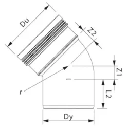 Wavin Wafix kloakrør PP rød bøjning 45° x 160 mm