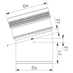 Wavin Wafix kloakrør PP rød bøjning 15° x 160 mm